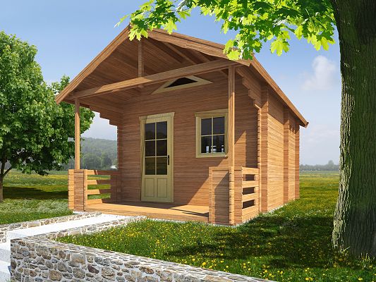 Zahradní domky a chatky - Ellen I 350x350 33 mm s terasou