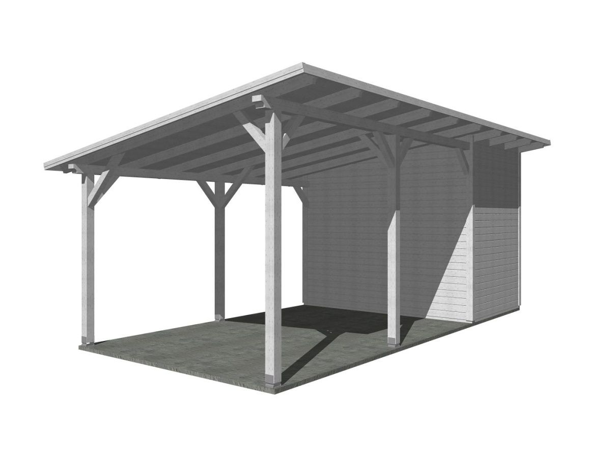 Přístřešky na auto - Garážové stání se skladem 300x700 - pultová střecha