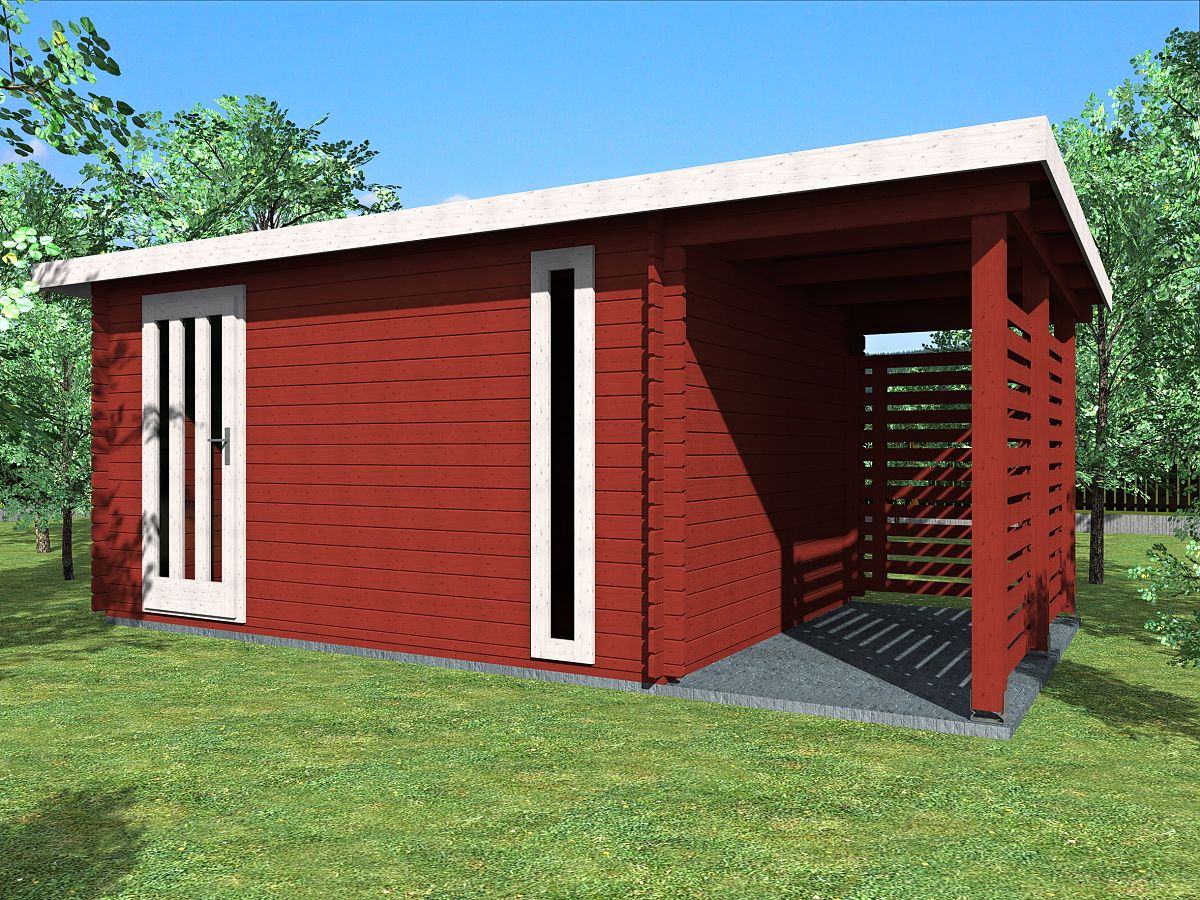 Zahradní domky a chatky - Evald 400x300 33 mm + přístavba