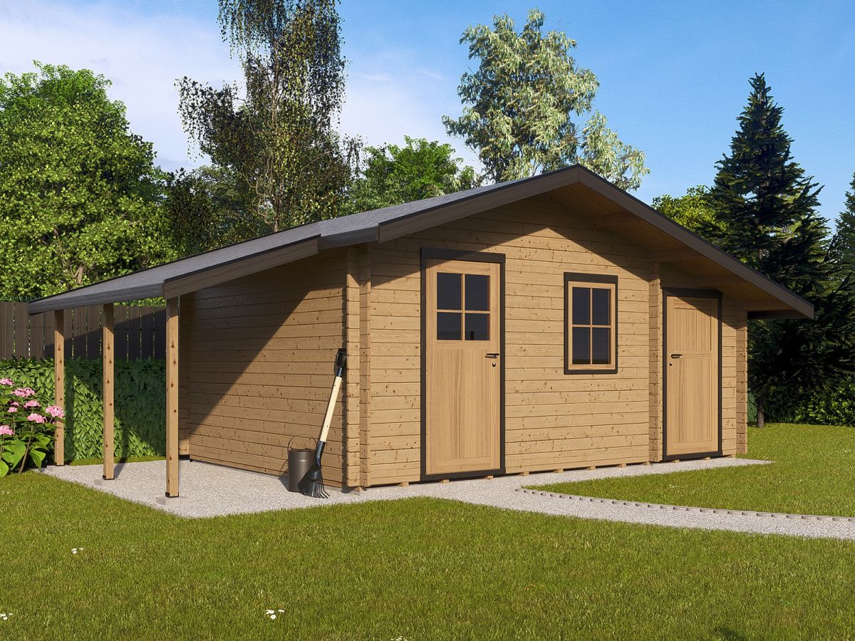 Zahradní domky a chatky - Zita EKO 490x350 28 mm + přístřešek