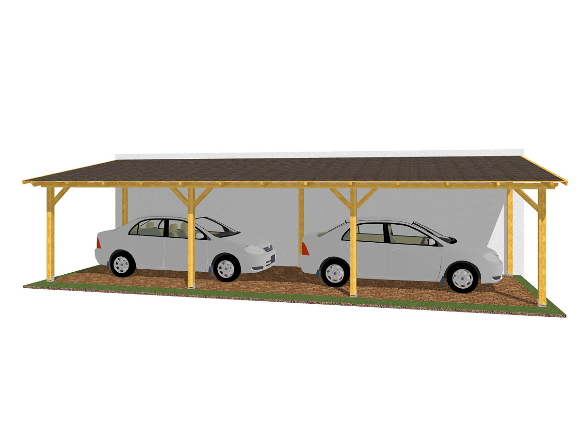 Přístřešky na auto - Garážové stání Standard ke zdi domu 300x1020 - sklon 10°