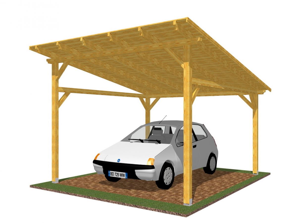 Přístřešky na auto - Garážové stání Klasik 350x400 - sklon 10°