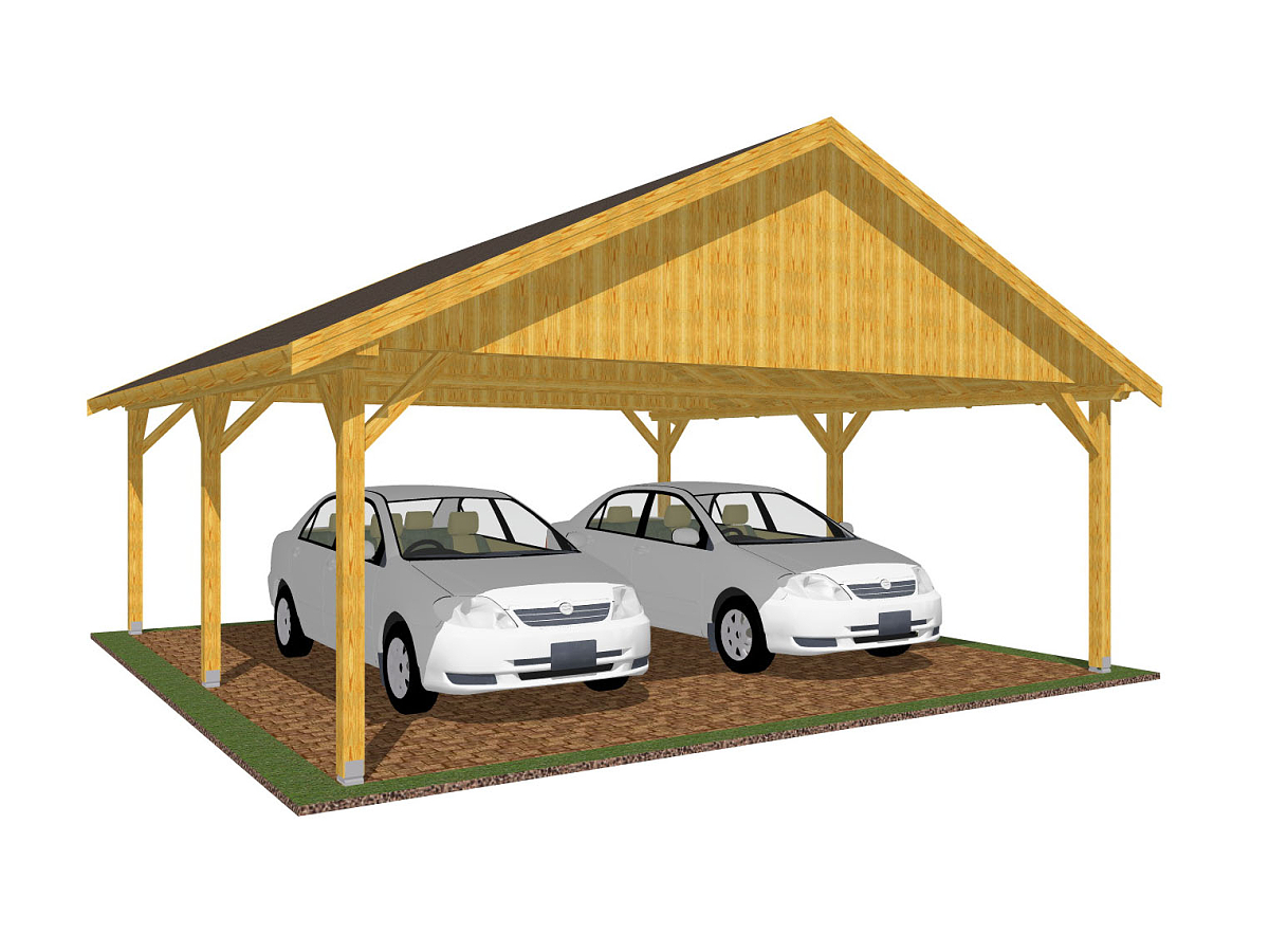 Přístřešky na auto - Garážové stání Sedlo 600x600 s plnými štíty
