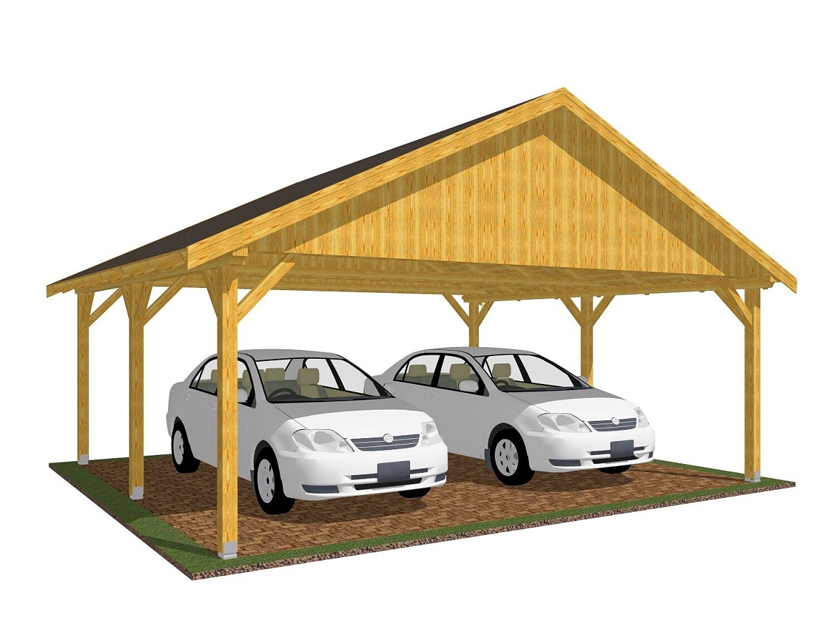 Přístřešky na auto - Garážové stání Sedlo 600x500 s plnými štíty