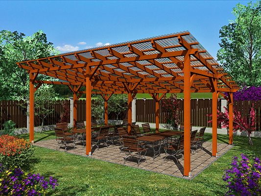Zahradní pergoly a altány - Pergola Grand 450x470 - sklon 10°