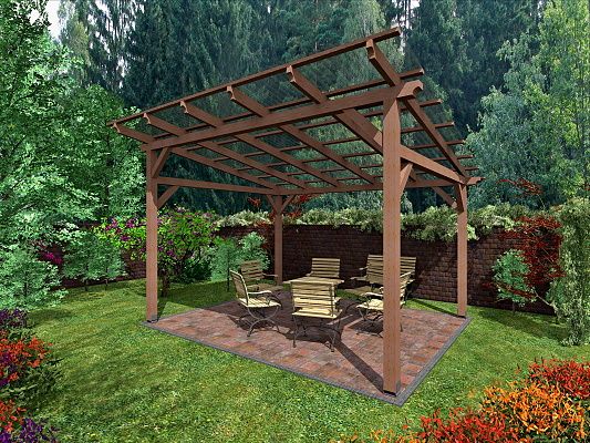 Zahradní pergoly a altány - Pergola Klasik 300x370 - sklon 10°
