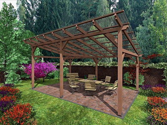 Zahradní pergoly a altány - Pergola Klasik 400x570 - sklon 10°