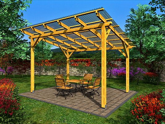 Zahradní pergoly a altány - Pergola Standard 300x370 - sklon 10°