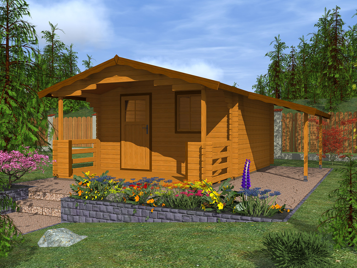Zahradní domky a chatky - Luka EKO 350x250 28 mm + přístřešek